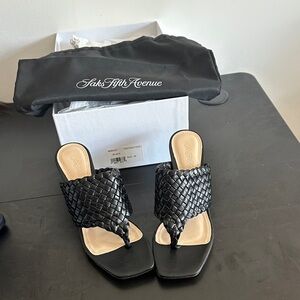 Saks Fifth Avenue Black Woven Sandals